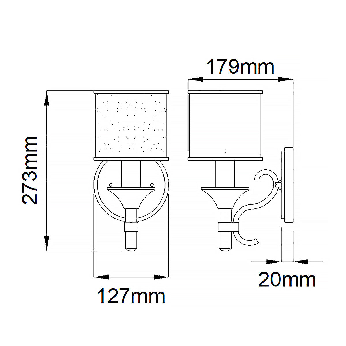 Lacey 1 Light Wall Light - Antique Pewter/Bronze