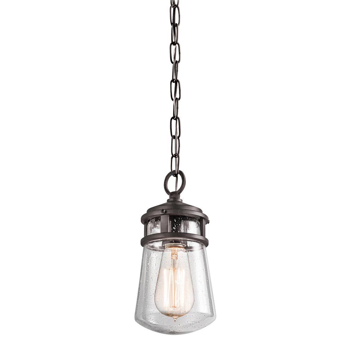 Lyndon 1 Light Small Chain Lantern - Architectural Bronze/Brushed Aluminium IP44 E27