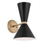 Phix 1 arm, 2 light up and down Wall Light - Champagne Bronze, Black