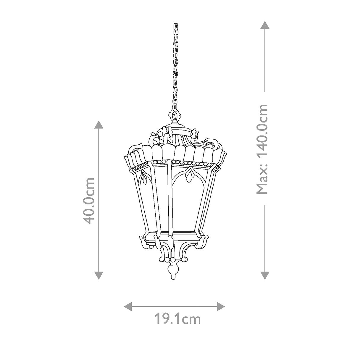 Tournai 1/3/4Lt Chain Lantern - Londonderry IP44 E27
