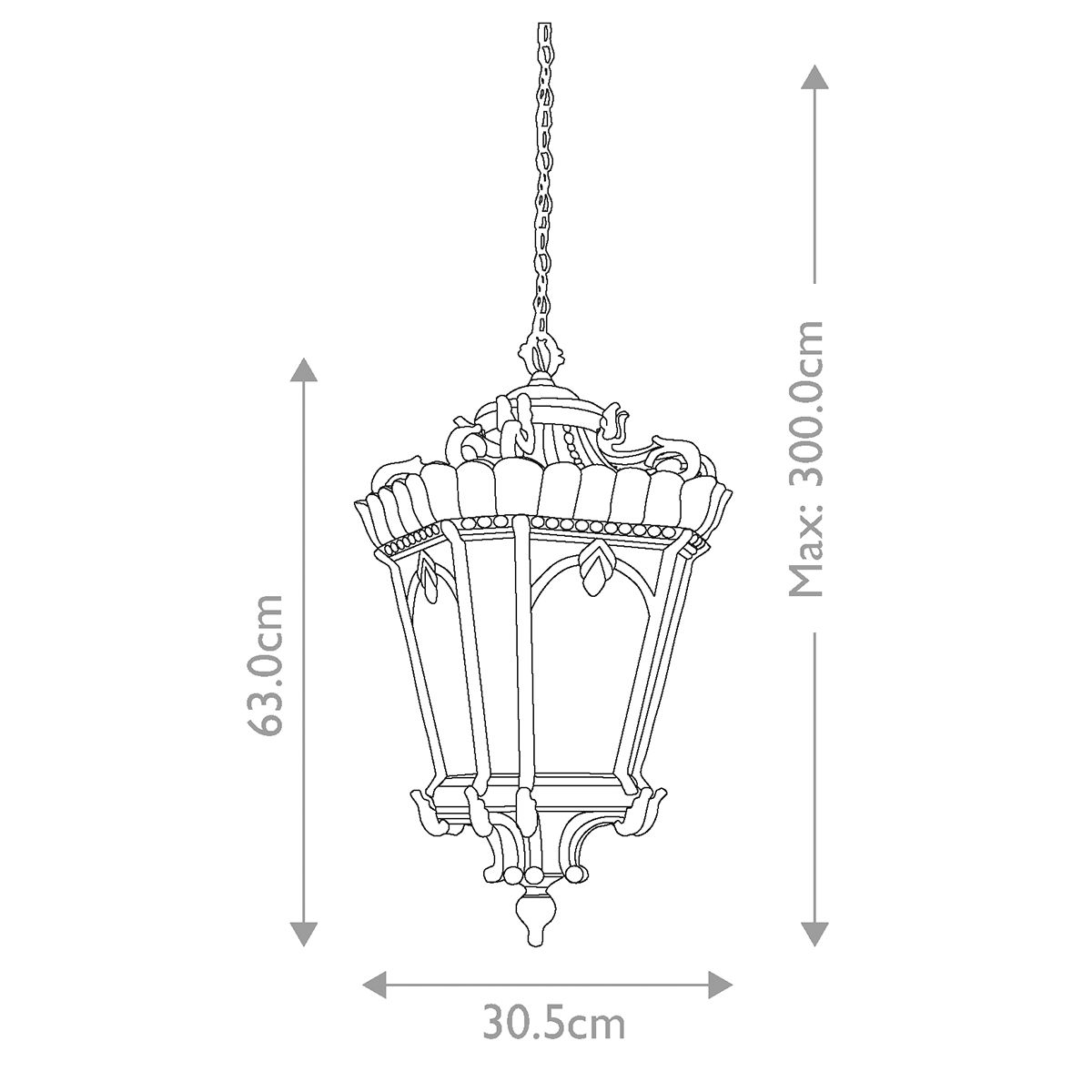 Tournai 1/3/4Lt Chain Lantern - Londonderry IP44 E27