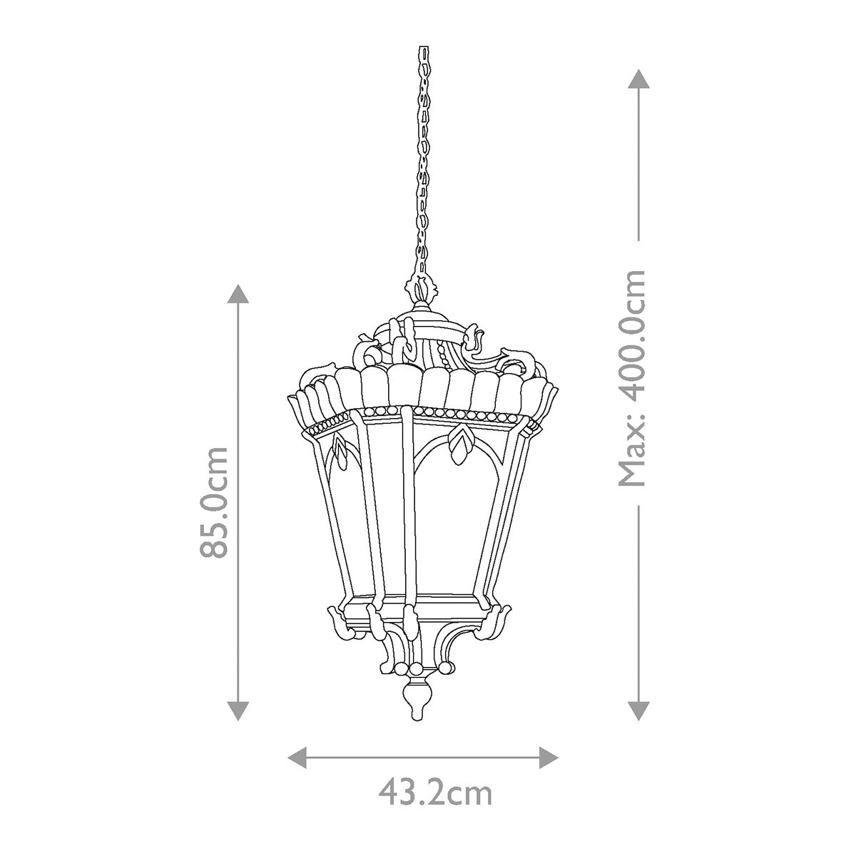 Tournai 1/3/4Lt Chain Lantern - Londonderry IP44 E27