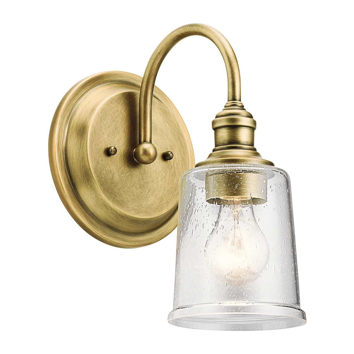 Waverly 1 Light Wall Light - Classic Pewter/Natural Brass IP20 E27