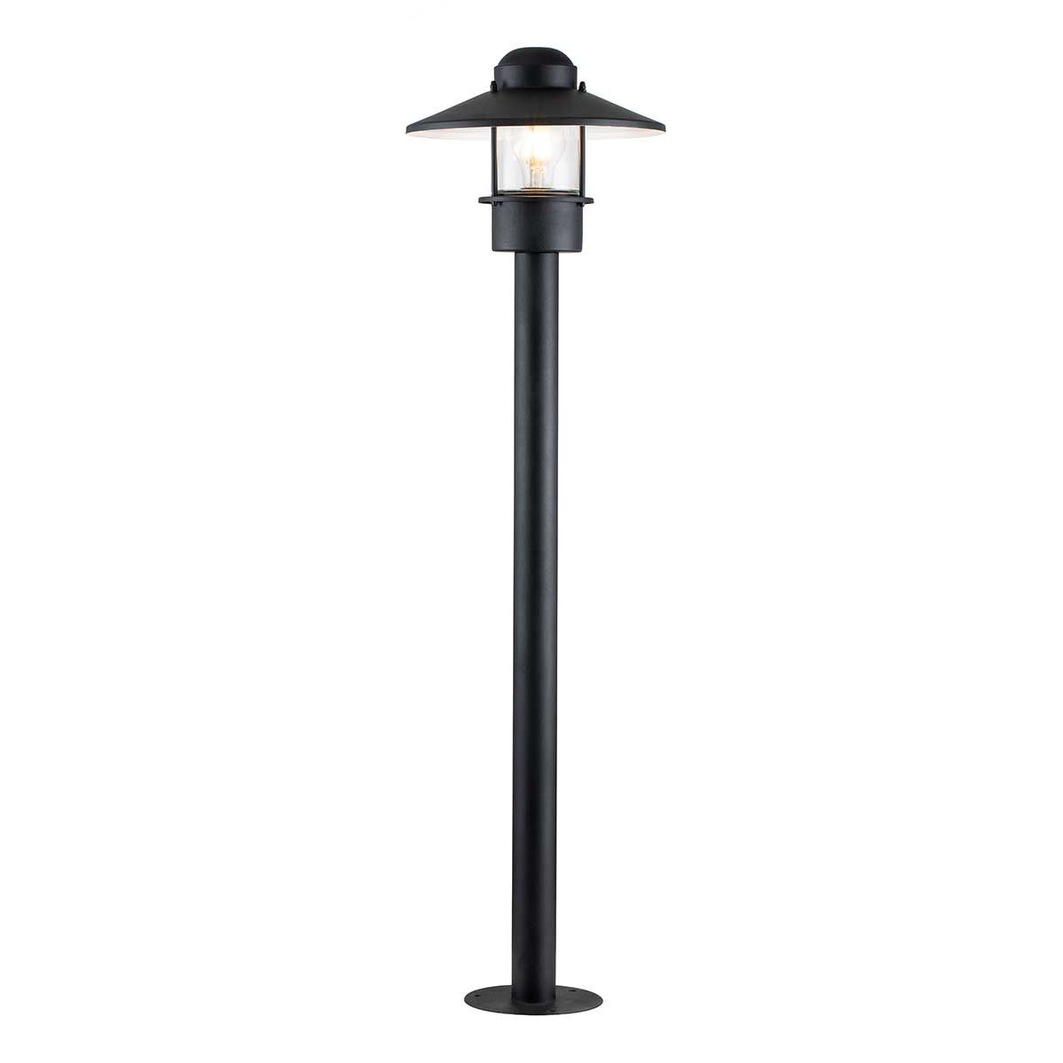 Klampenborg 1 Light Post Light - Black/Silver IP44 E27