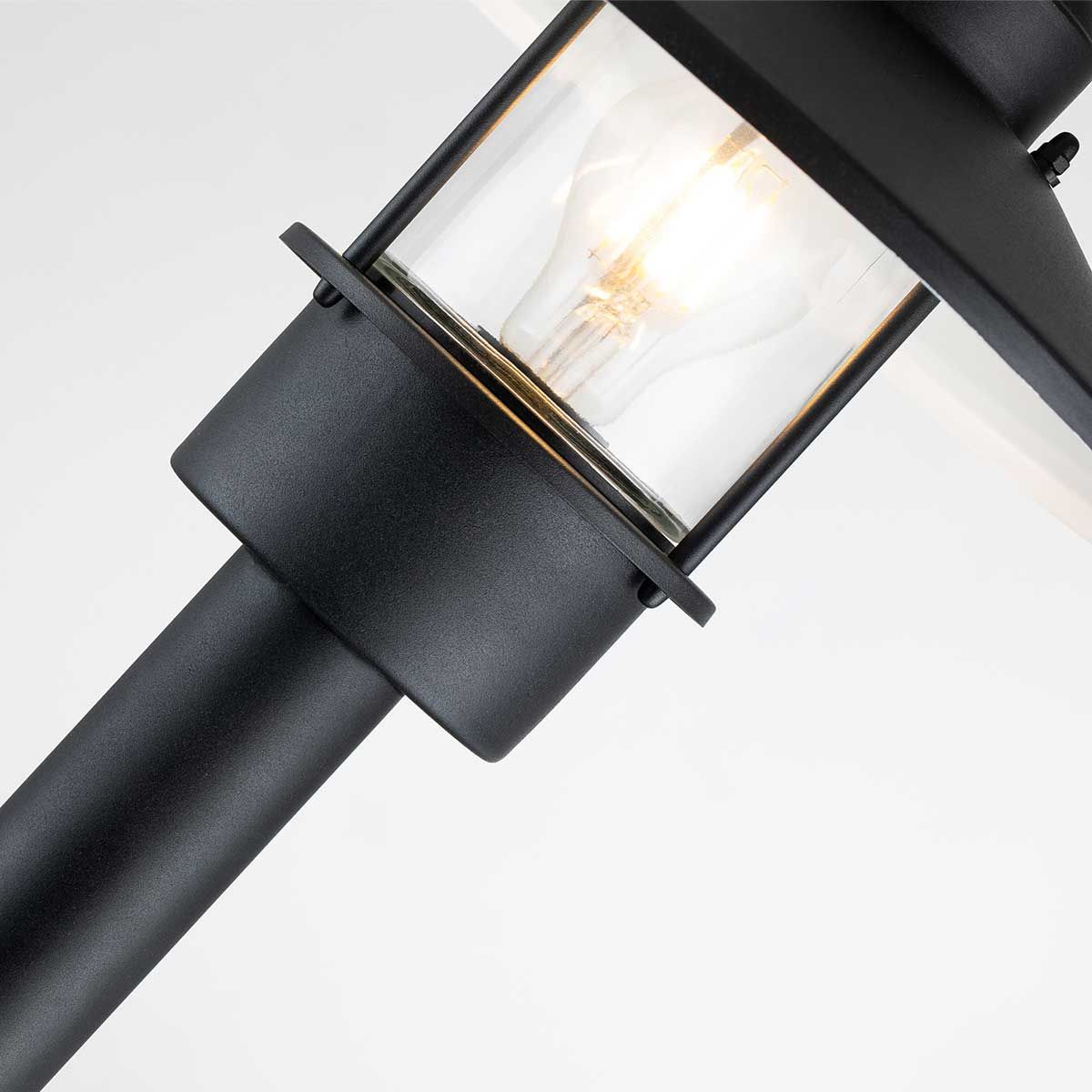 Klampenborg 1 Light Post Light - Black/Silver IP44 E27