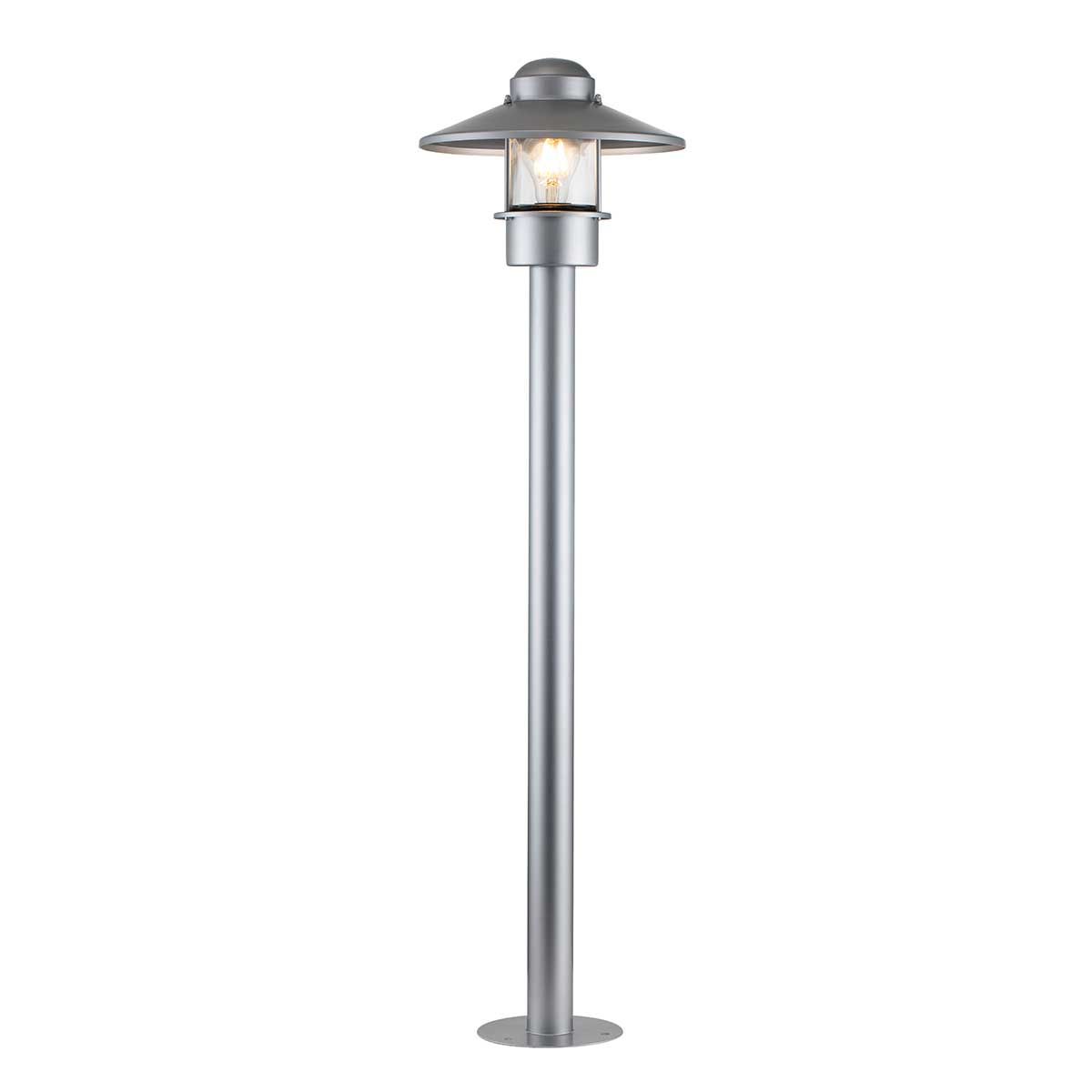 Klampenborg 1 Light Post Light - Black/Silver IP44 E27