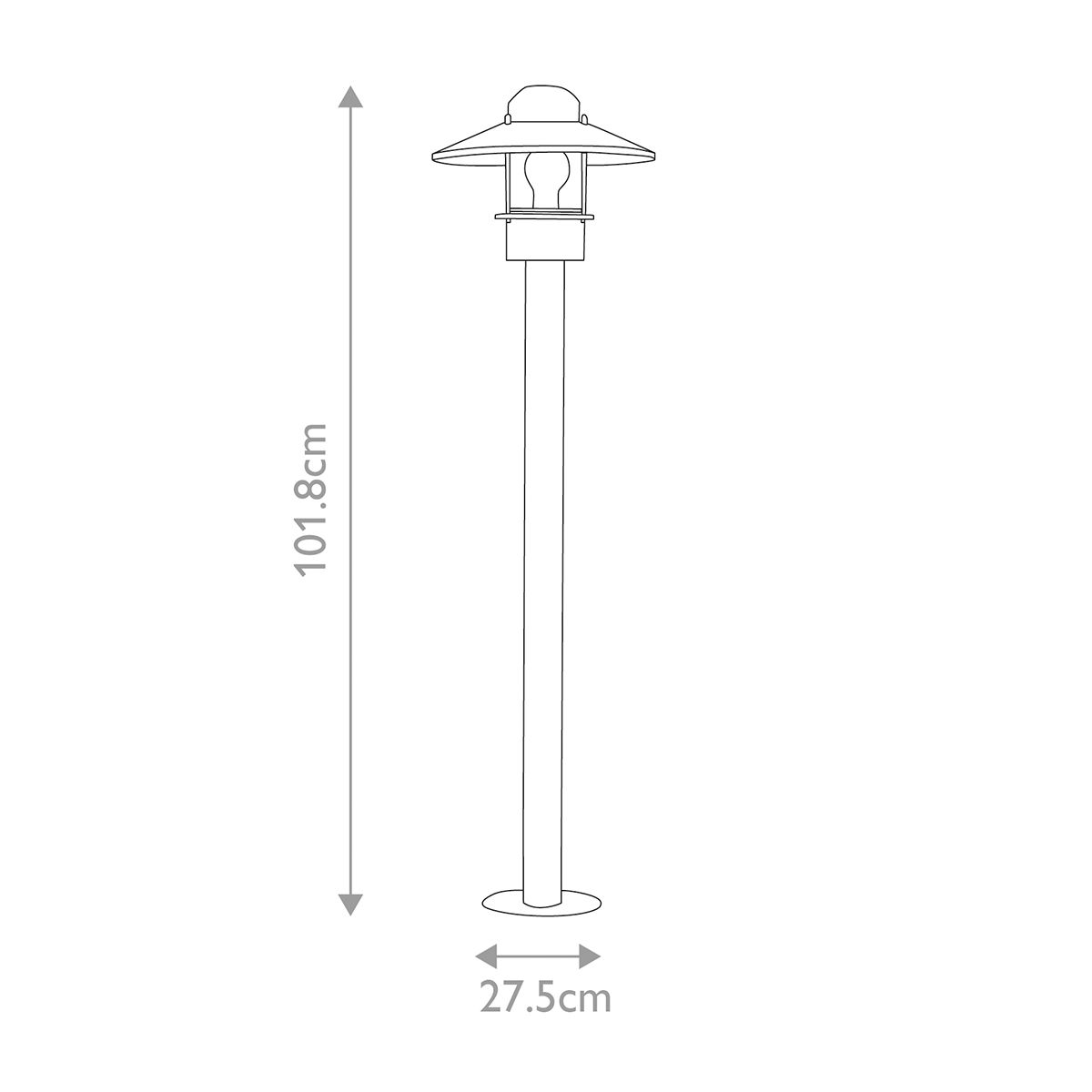 Klampenborg 1 Light Post Light - Black/Silver IP44 E27