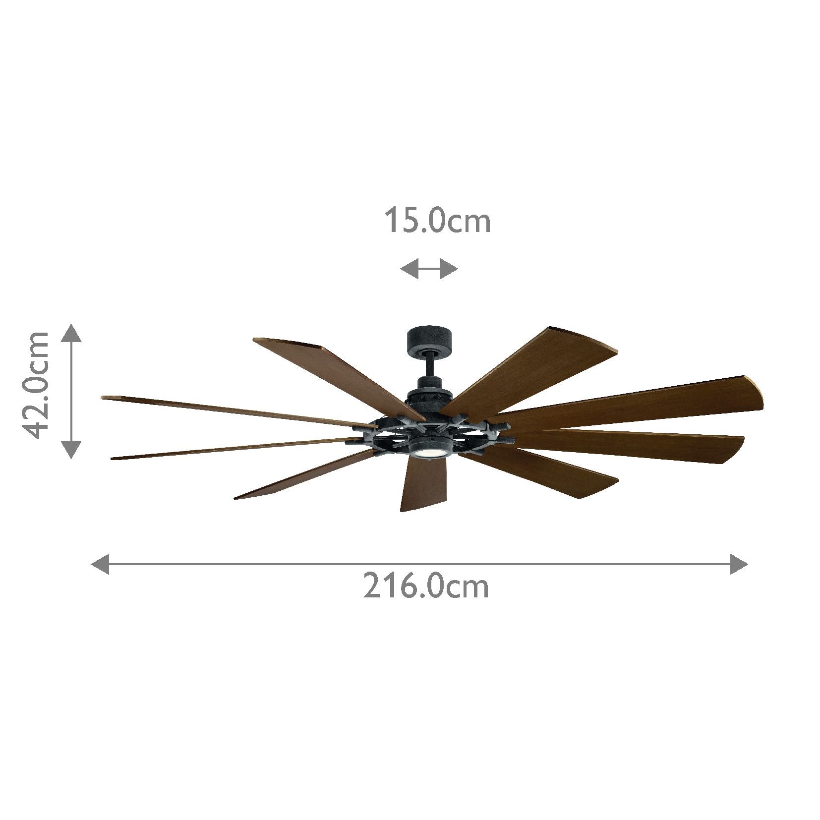 Gentry IP20 Fan - Weathered Zinc - Small and Large