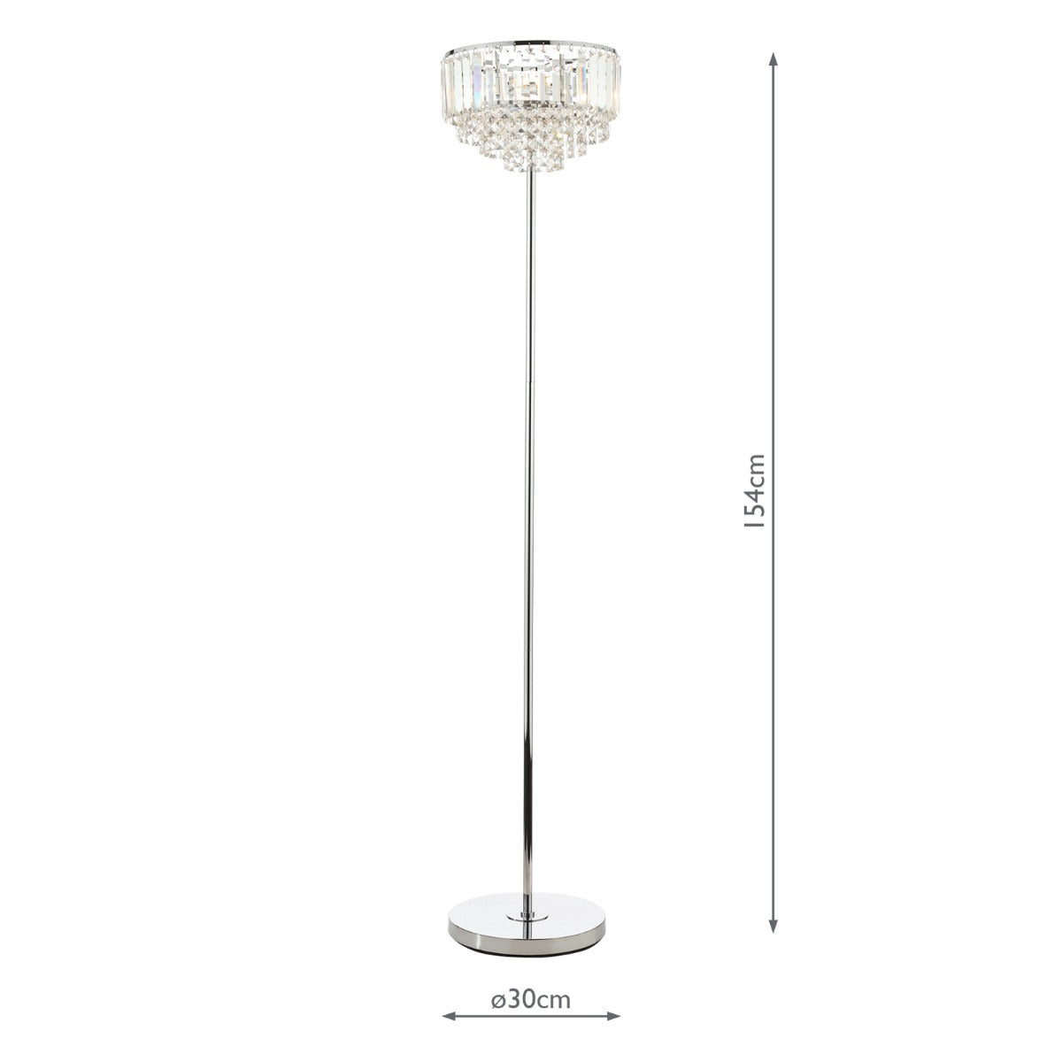 Vienna 3lt Floor Lamp Crystal & Polished Chrome G9