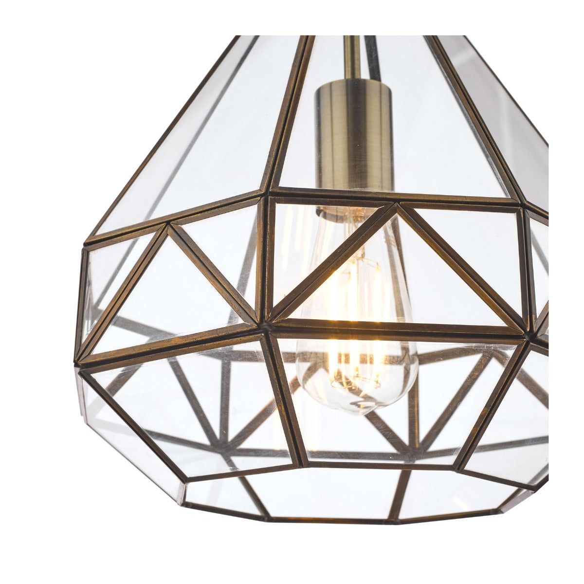 Zaria Pendant Polished Silver/Antique Brass Glass E27