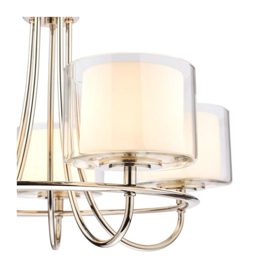 Southwell 3/5 Light Armed Pendant Antique Brass and Opal Glass