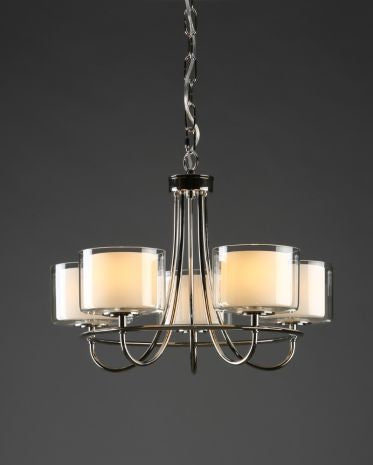 Southwell 3/5 Light Armed Pendant Antique Brass and Opal Glass