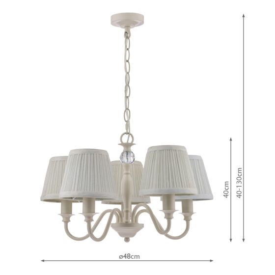 Ellis 5Lt Multi-Arm Pendant - Ivory with Shades