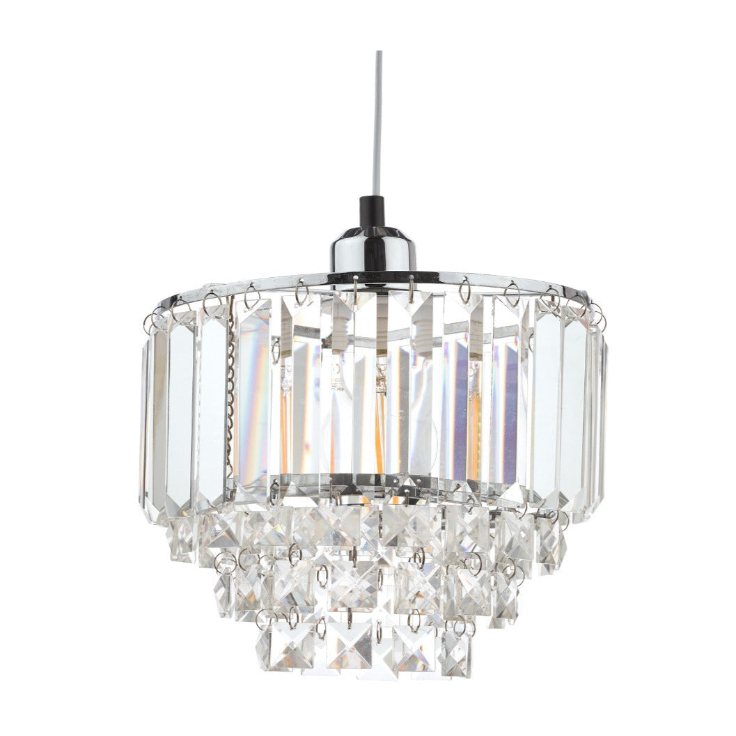 Vienna Easy Fit Pendant Crystal & Antique Brass/Polished Chrome E27