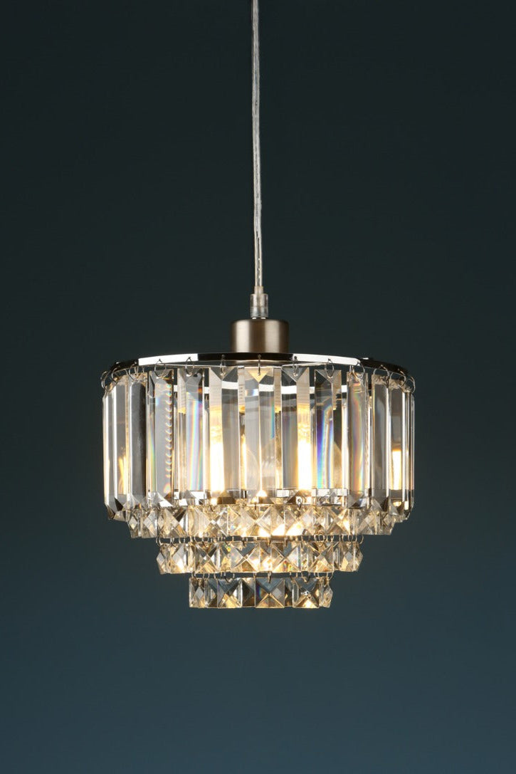 Vienna Easy Fit Pendant Crystal & Antique Brass/Polished Chrome E27