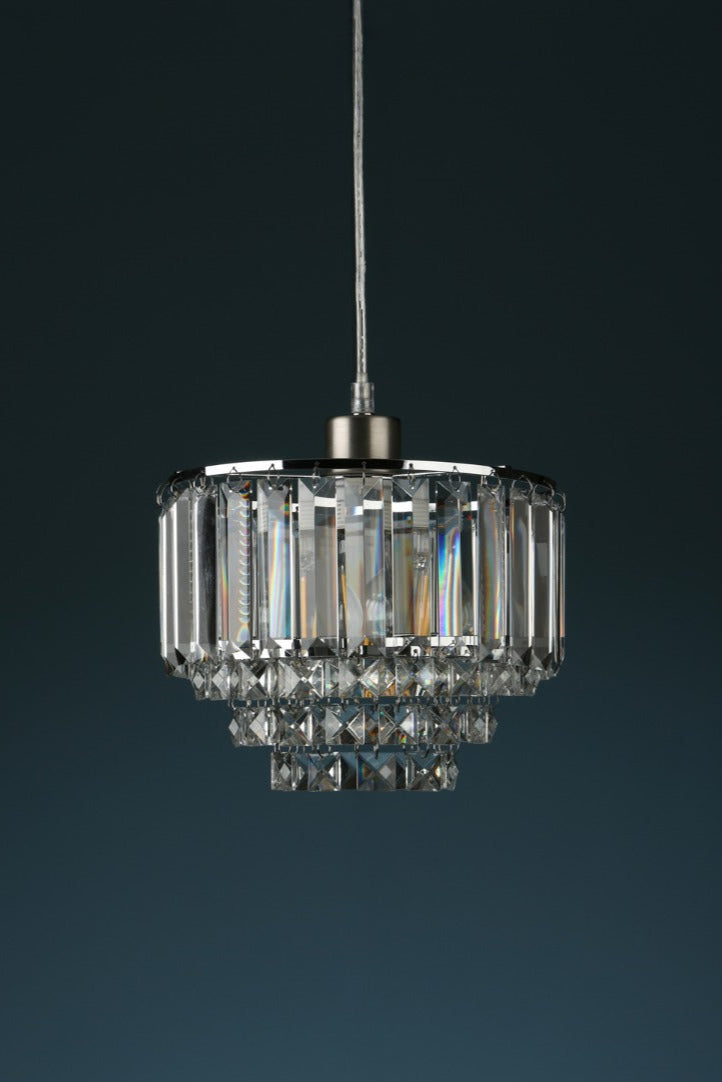 Vienna Easy Fit Pendant Crystal & Antique Brass/Polished Chrome E27