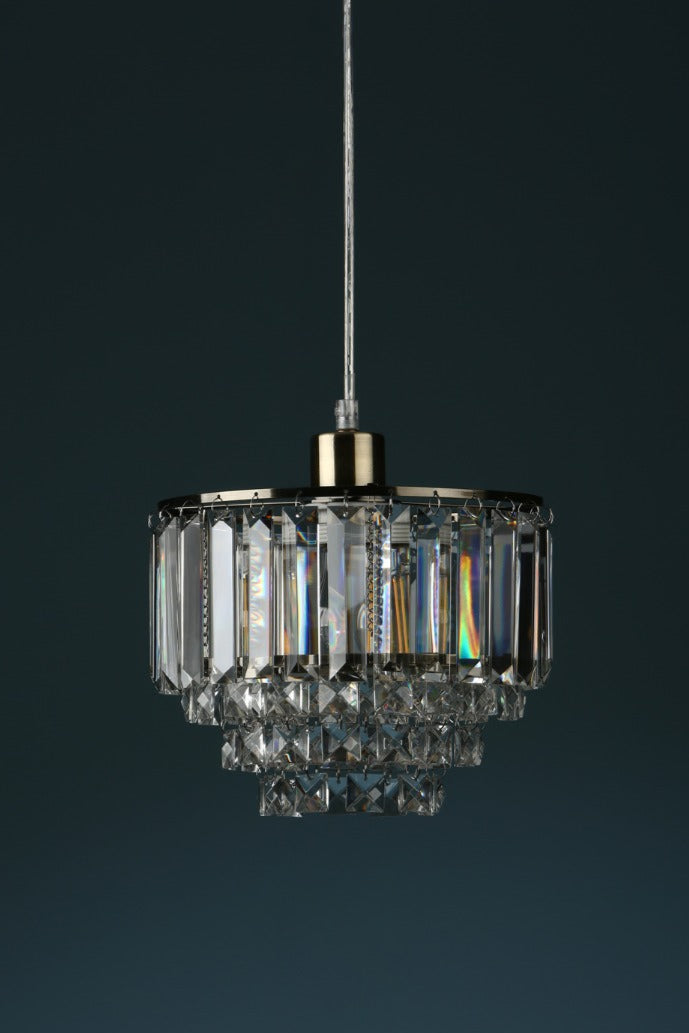 Vienna Easy Fit Pendant Crystal & Antique Brass/Polished Chrome E27