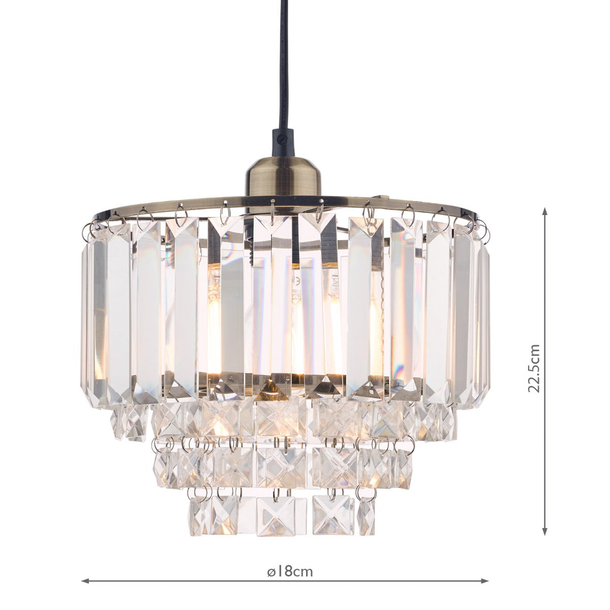 Vienna Easy Fit Pendant Crystal & Antique Brass/Polished Chrome E27