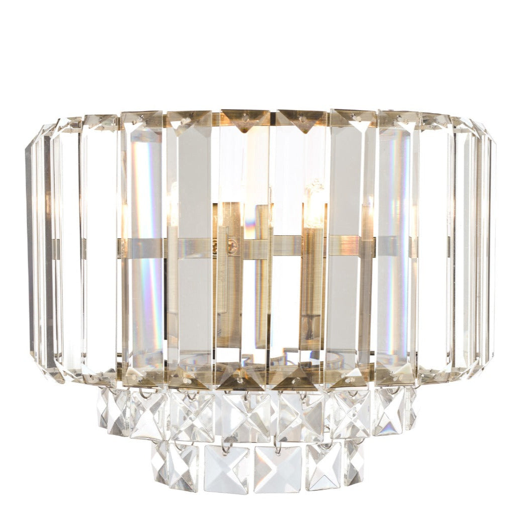 Vienna Wall Light Antique Brass/Polished Chrome Crystal G9