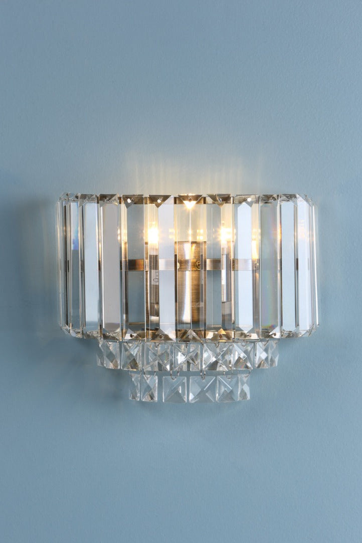 Vienna Wall Light Antique Brass/Polished Chrome Crystal G9