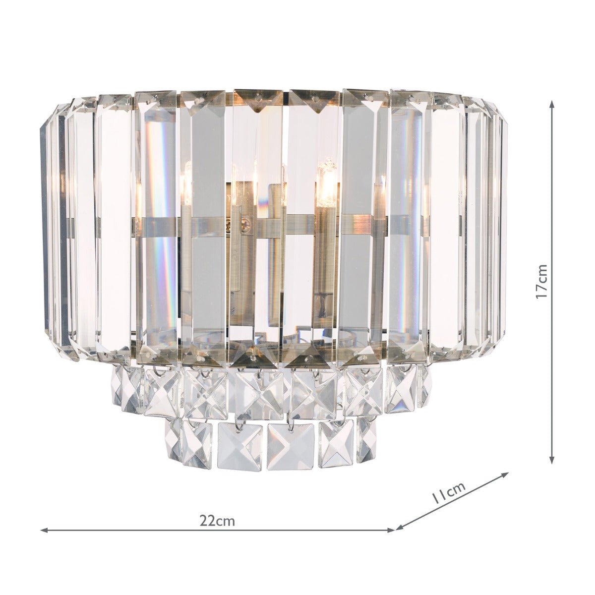 Vienna Wall Light Antique Brass/Polished Chrome Crystal G9