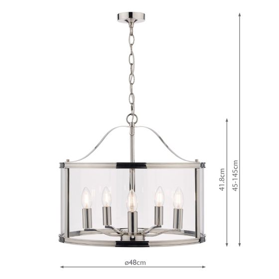 Harrington 3/5 Light Pendant Matt Black and Glass