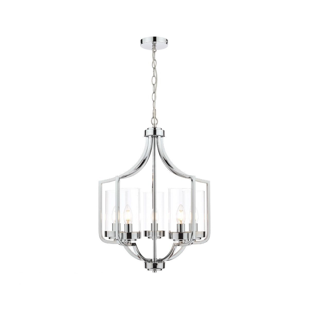 Joseph 3/5Lt Chandelier Antique Brass/Polished Chrome Glass E14