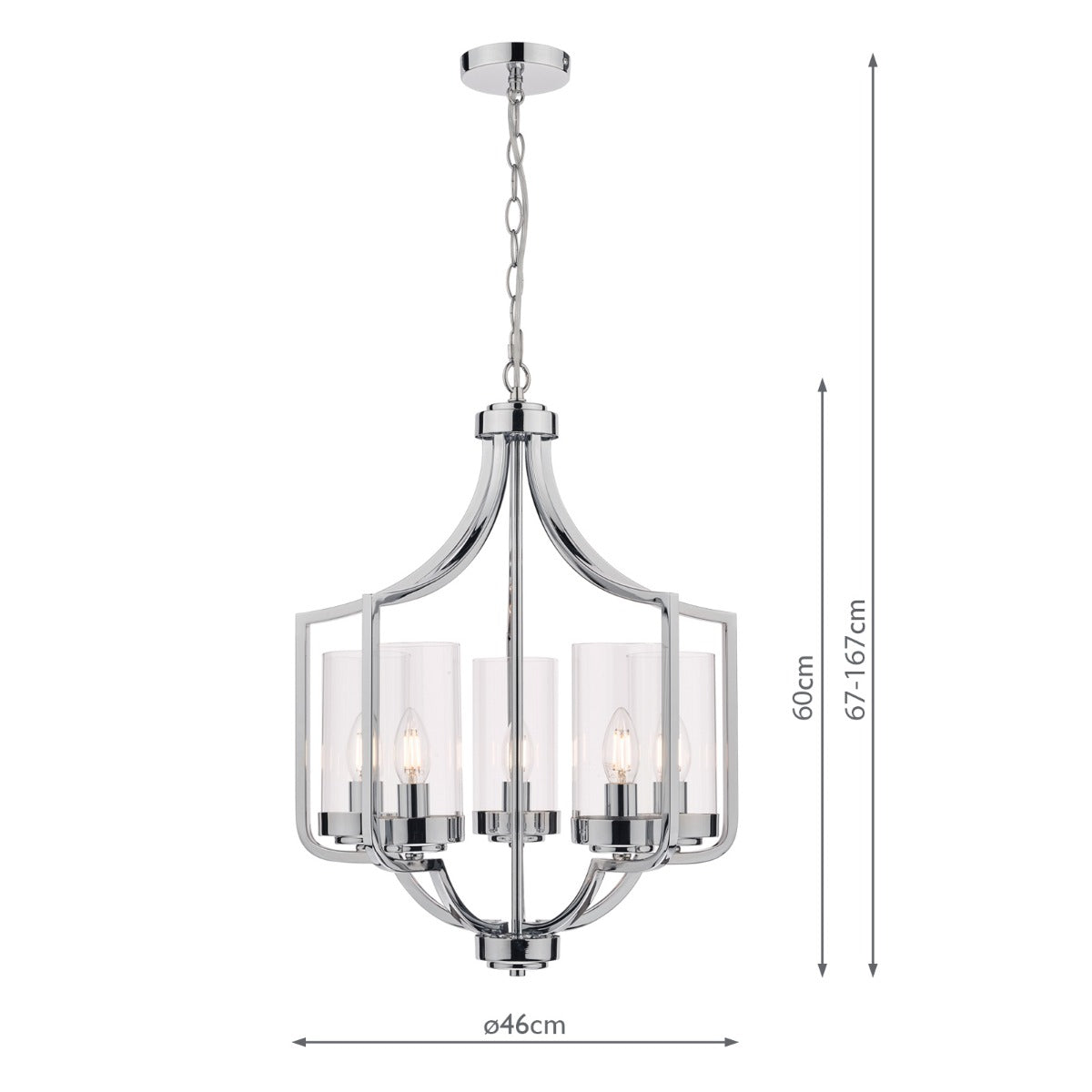 Joseph 3/5Lt Chandelier Antique Brass/Polished Chrome Glass E14