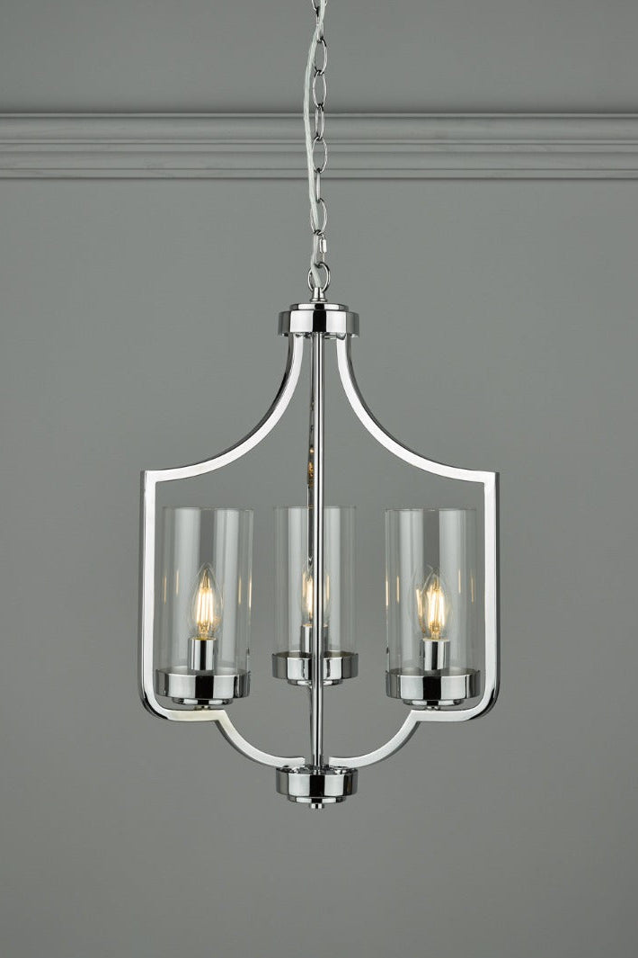 Joseph 3/5Lt Chandelier Antique Brass/Polished Chrome Glass E14