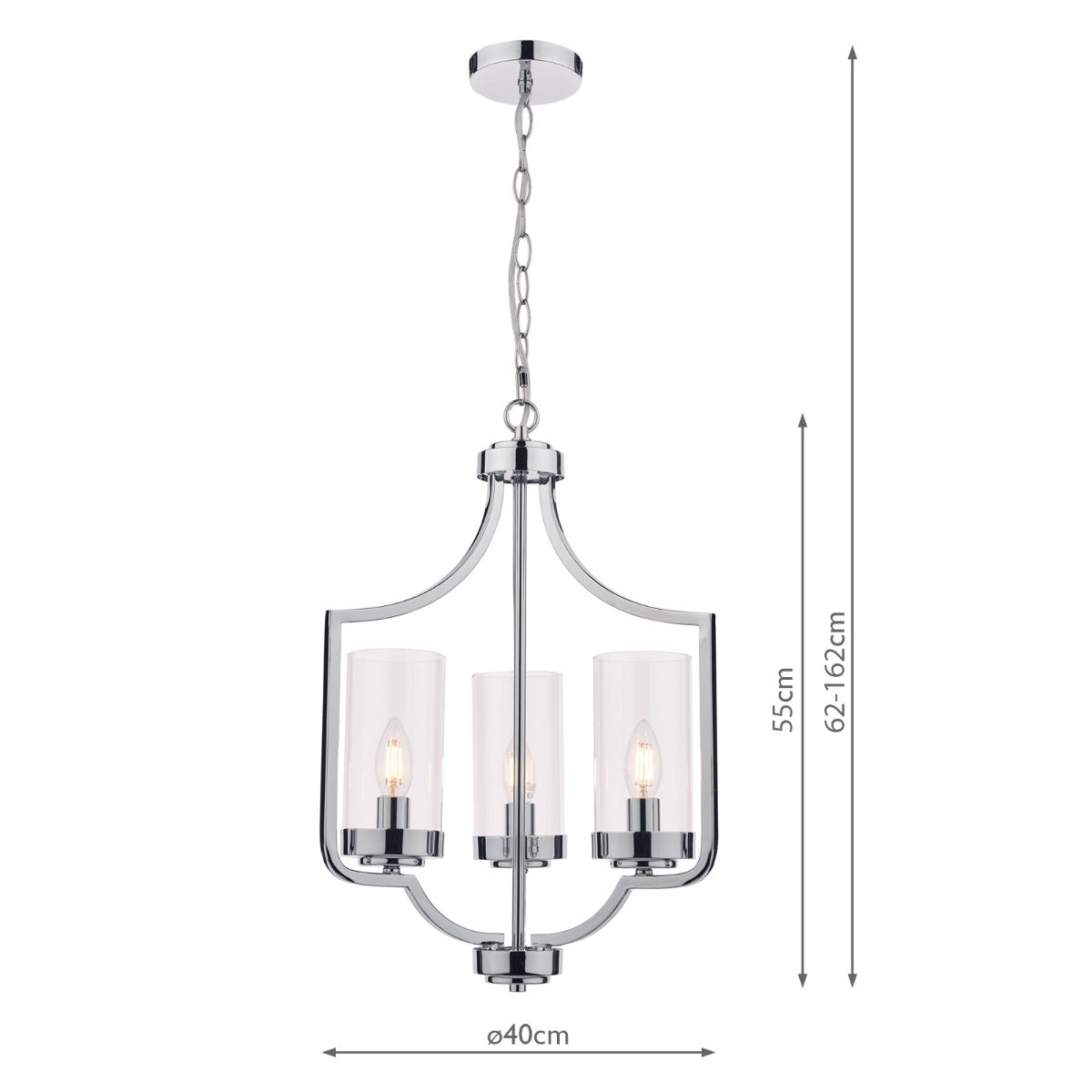 Joseph 3/5Lt Chandelier Antique Brass/Polished Chrome Glass E14