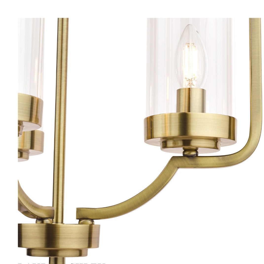 Joseph 3/5Lt Chandelier Antique Brass/Polished Chrome Glass E14