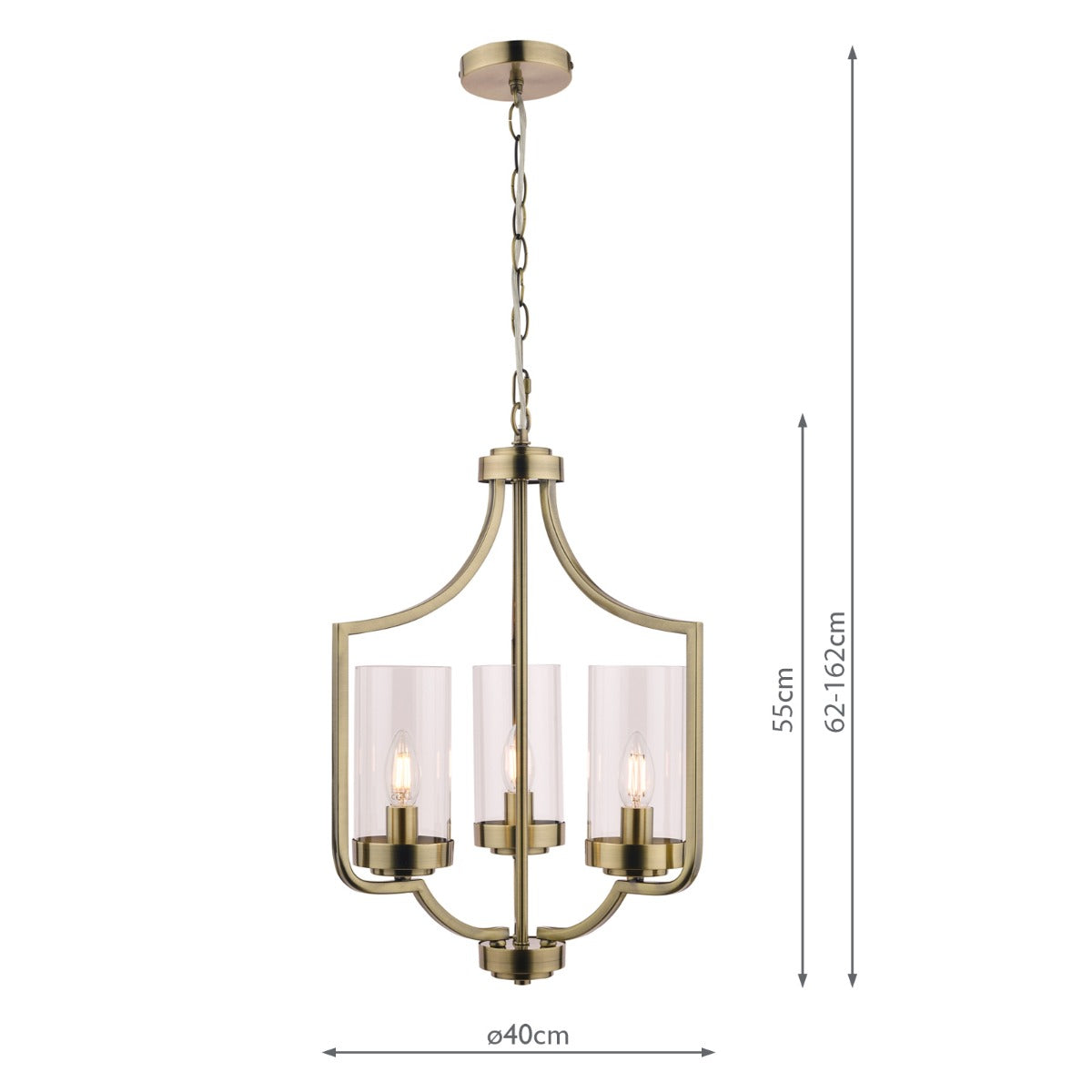 Joseph 3/5Lt Chandelier Antique Brass/Polished Chrome Glass E14