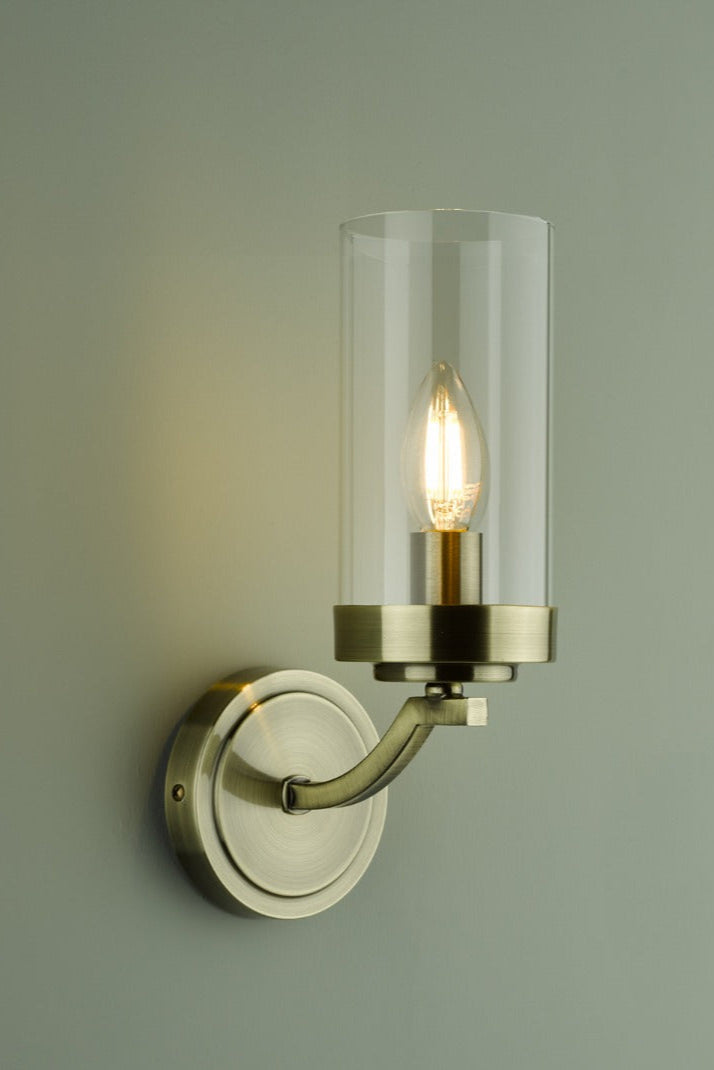 Joseph Wall Light Polished Chrome/Antique Brass Glass E14