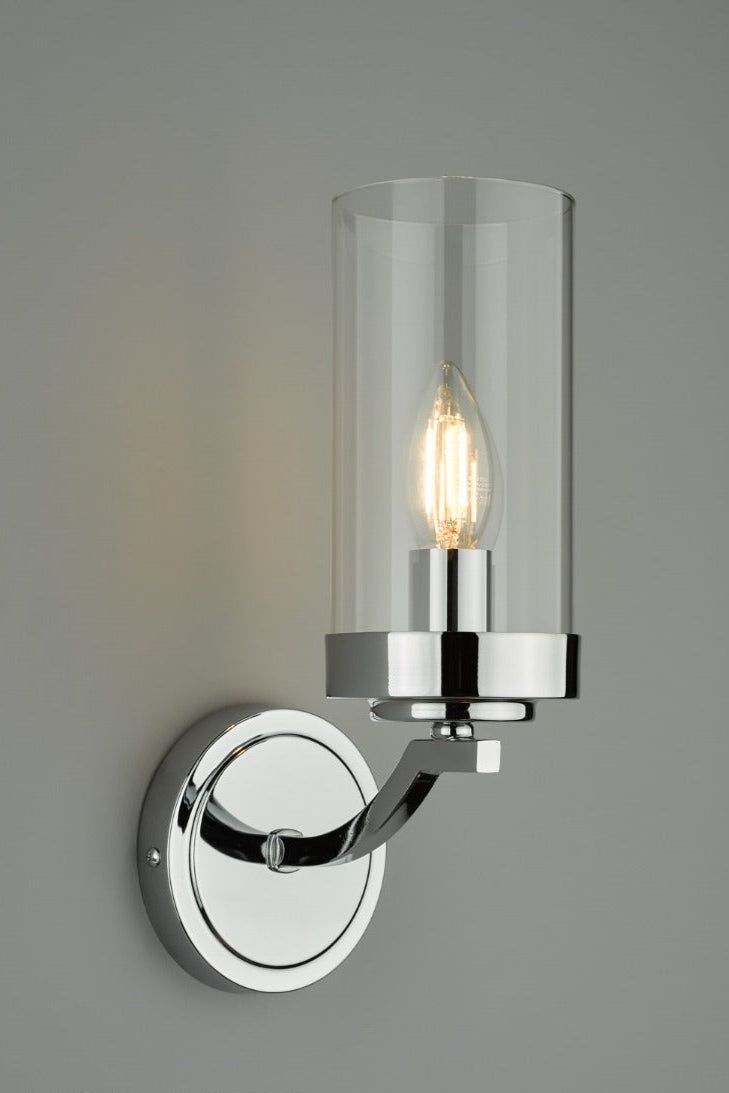 Joseph Wall Light Polished Chrome/Antique Brass Glass E14