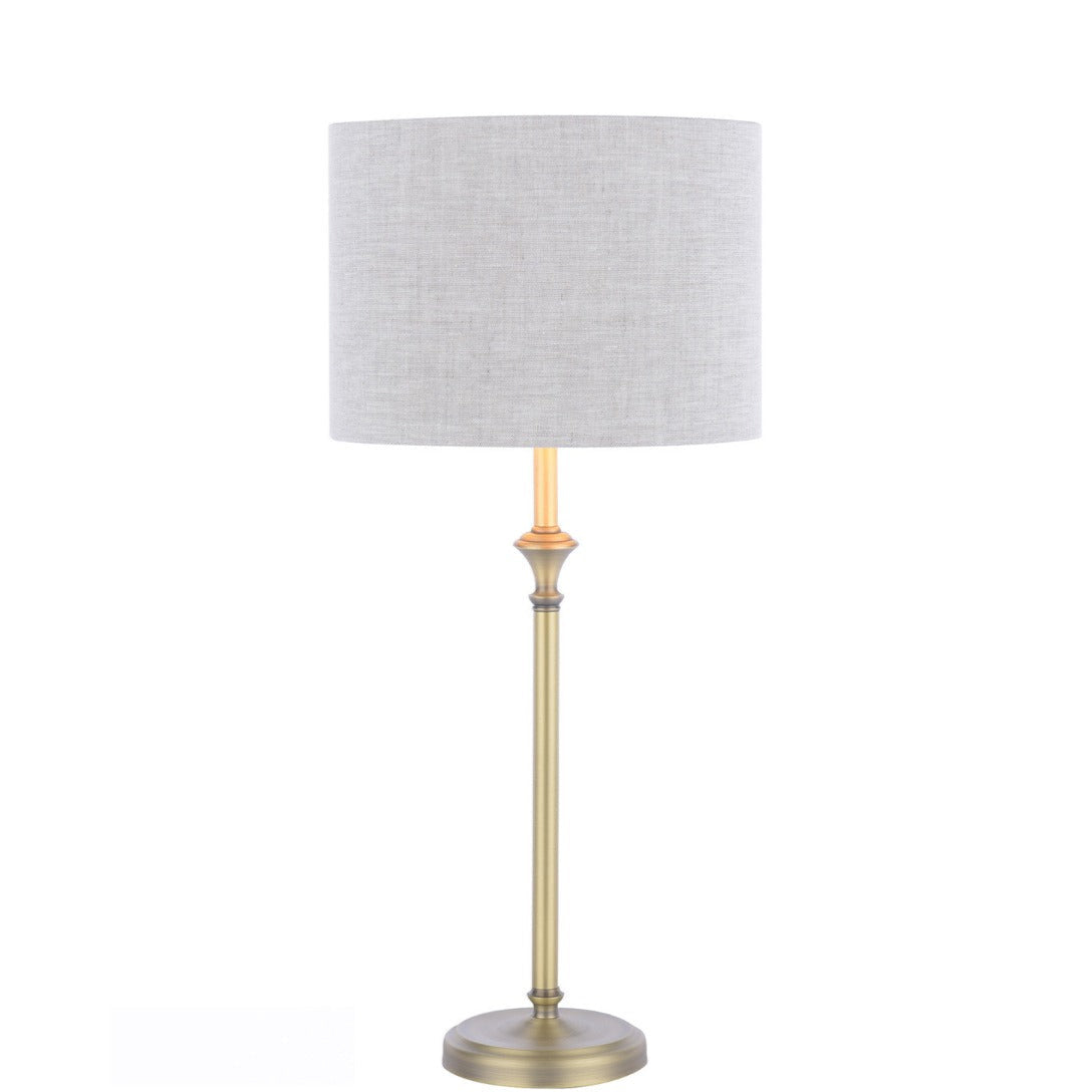 Highgrove Table Lamp Matt Antique Brass/Polished Chrome With Shade E14