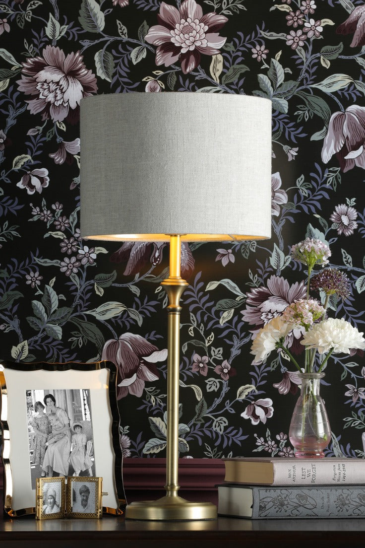 Highgrove Table Lamp Matt Antique Brass/Polished Chrome With Shade E14