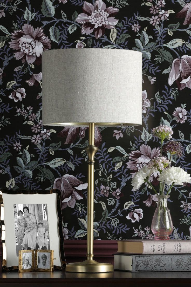 Highgrove Table Lamp Matt Antique Brass/Polished Chrome With Shade E14