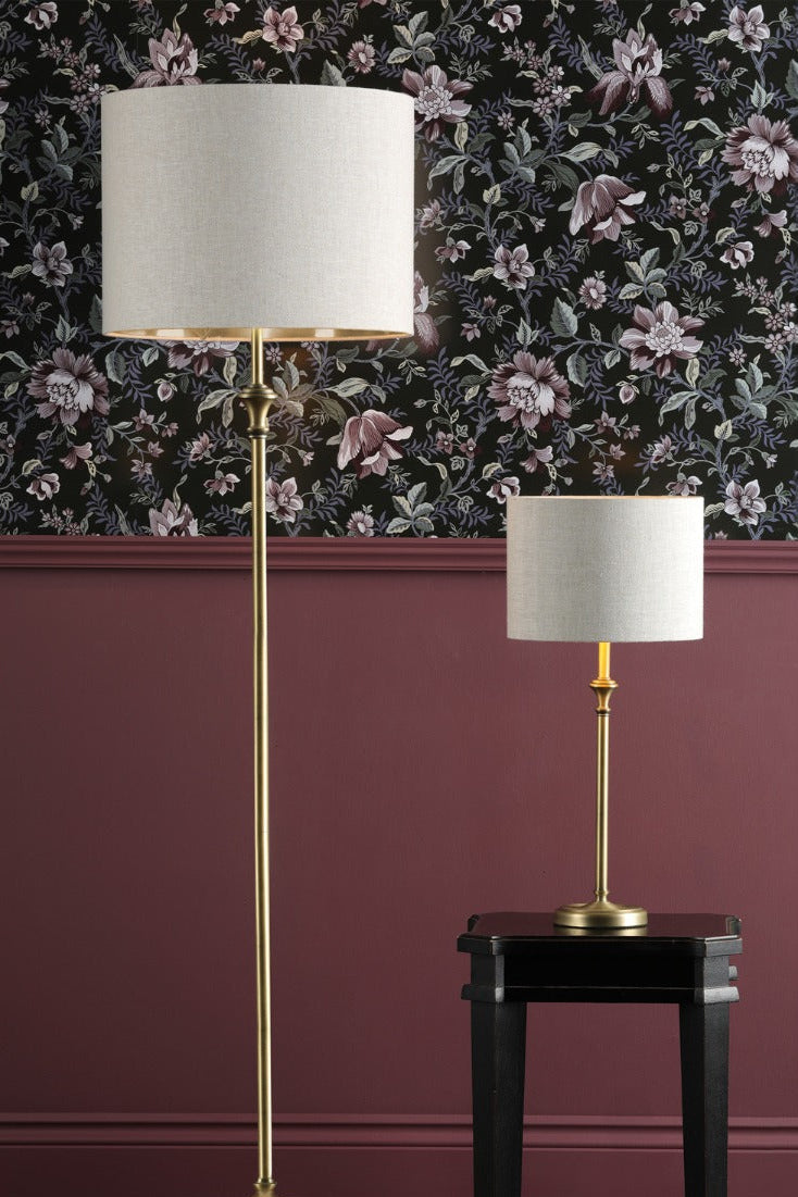 Highgrove Table Lamp Matt Antique Brass/Polished Chrome With Shade E14