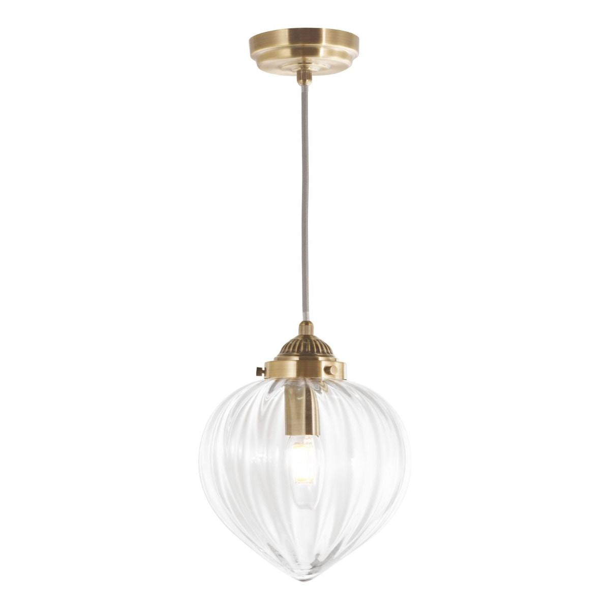 Whitham Pendant Polished Nickel/Antique Brass  and Ribbed Glass