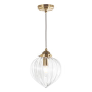 Whitham Pendant Polished Nickel/Antique Brass  and Ribbed Glass