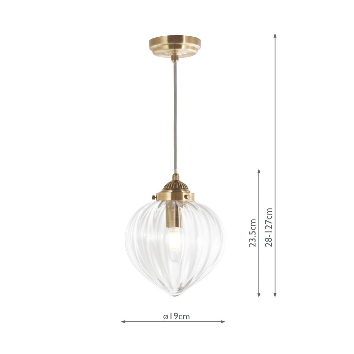 Whitham Pendant Polished Nickel/Antique Brass  and Ribbed Glass