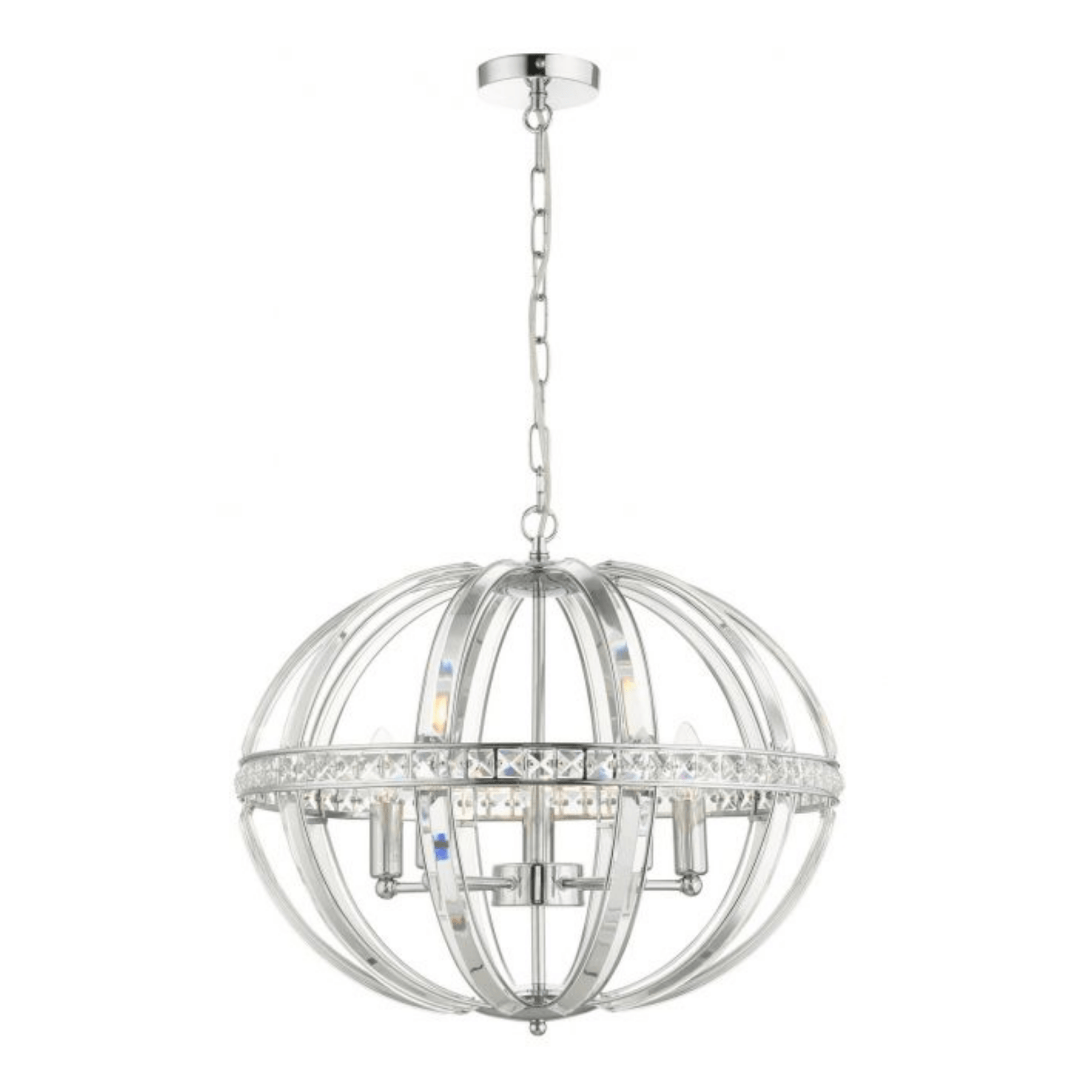 Laura 5 Light Oval Pendant Polished Chrome - Cusack Lighting