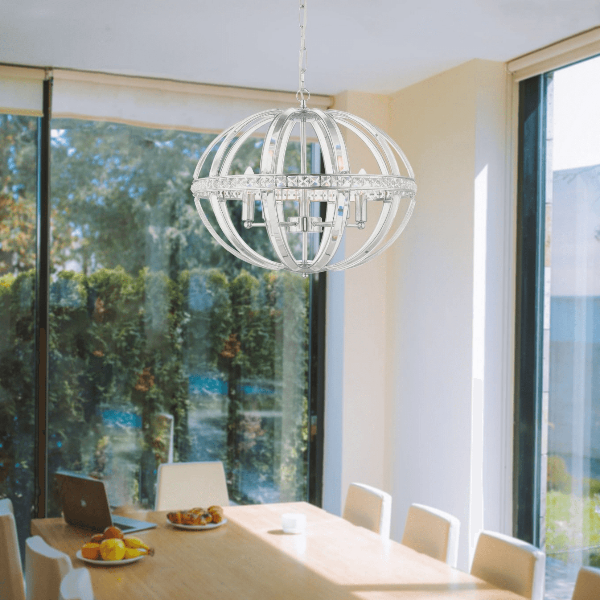 Laura 5 Light Oval Pendant Polished Chrome - Cusack Lighting