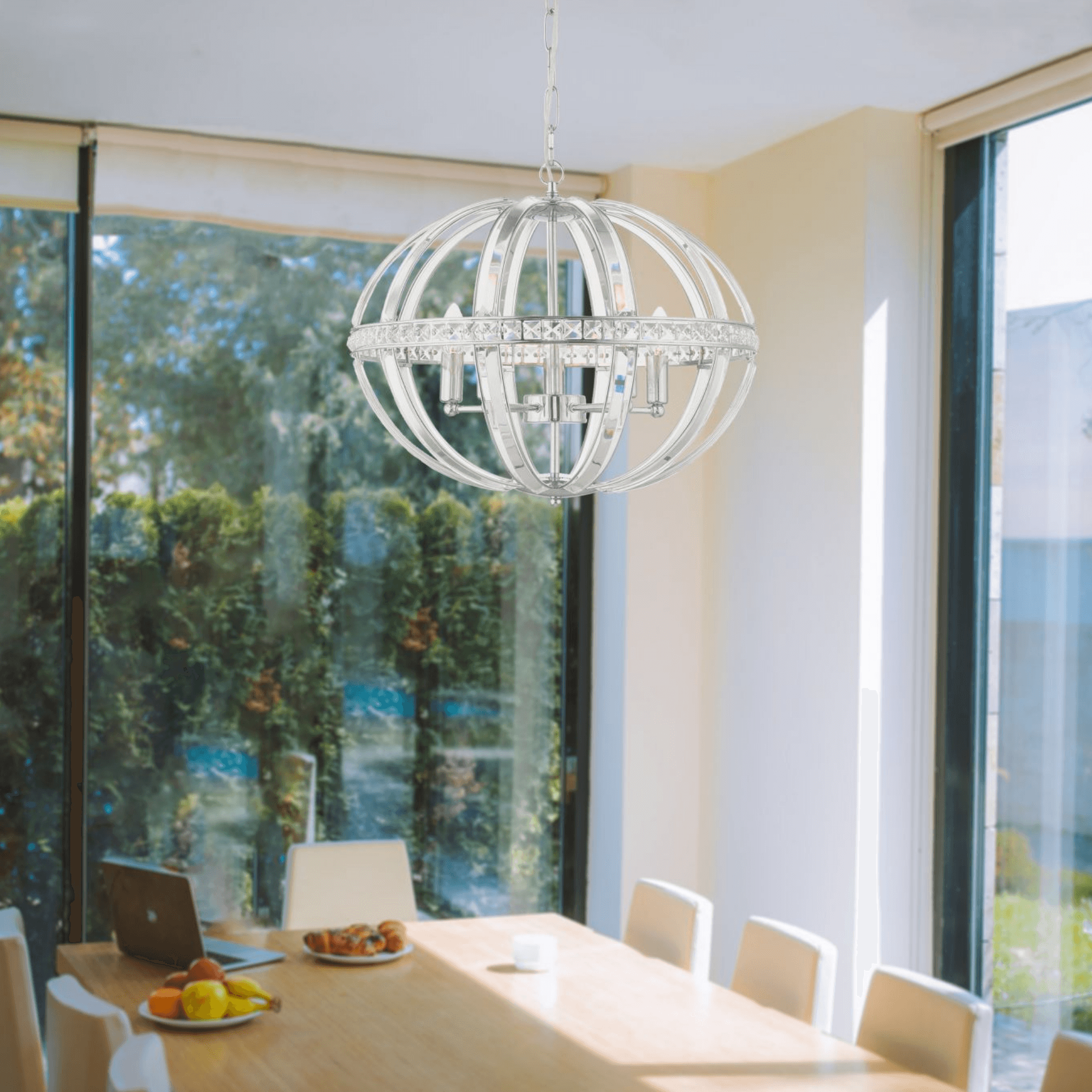 Laura 5 Light Oval Pendant Polished Chrome - Cusack Lighting