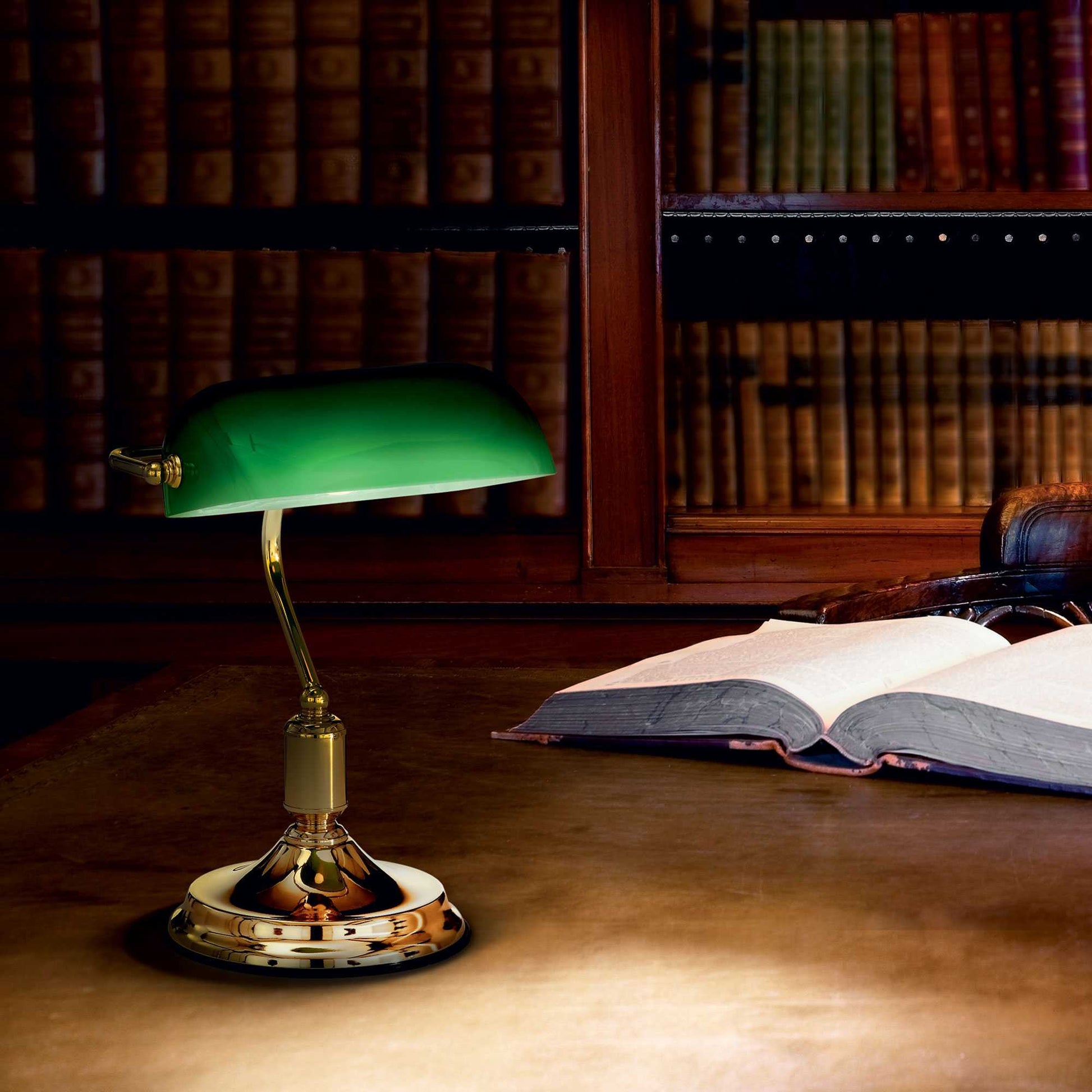Lawyer Table Lamp - Burnish/Chrome/Brass Finish - Cusack Lighting