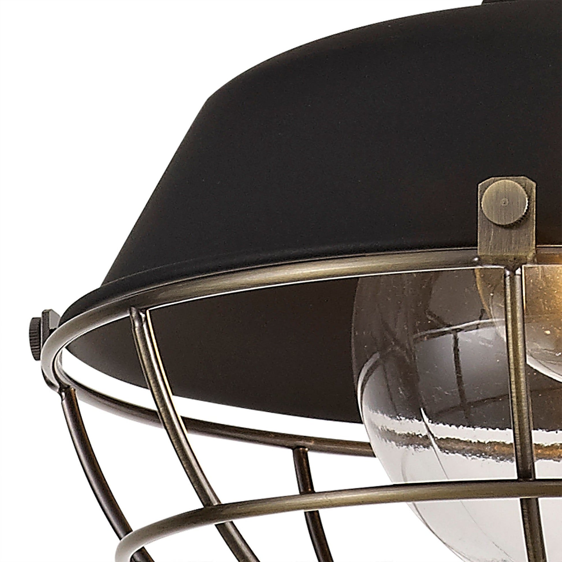 Lekshi Pendant, 1 Light E27, IP65, Matt Black/Antique Brass, 2yrs Warranty