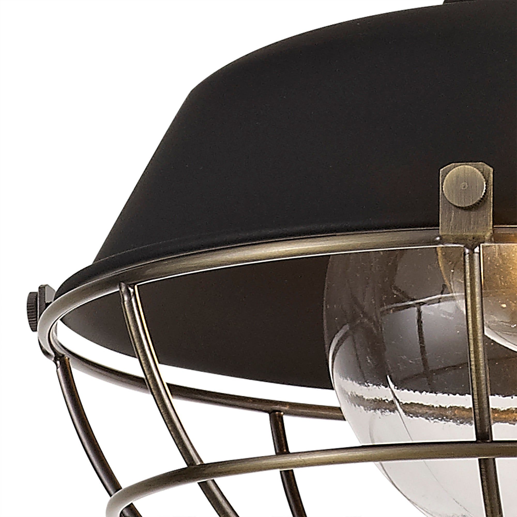 Lekshi Pendant, 1 Light E27, IP65, Matt Black/Antique Brass, 2yrs Warranty