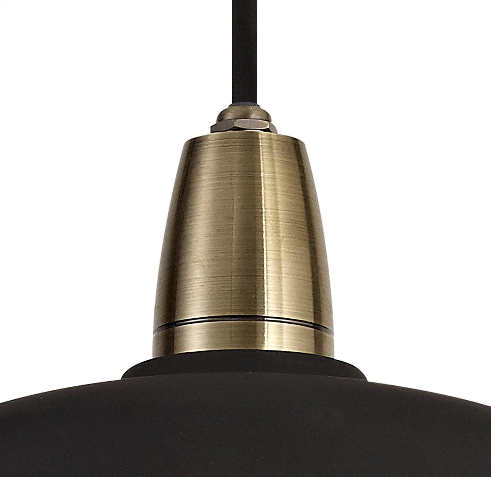 Lekshi Pendant, 1 Light E27, IP65, Matt Black/Antique Brass, 2yrs Warranty
