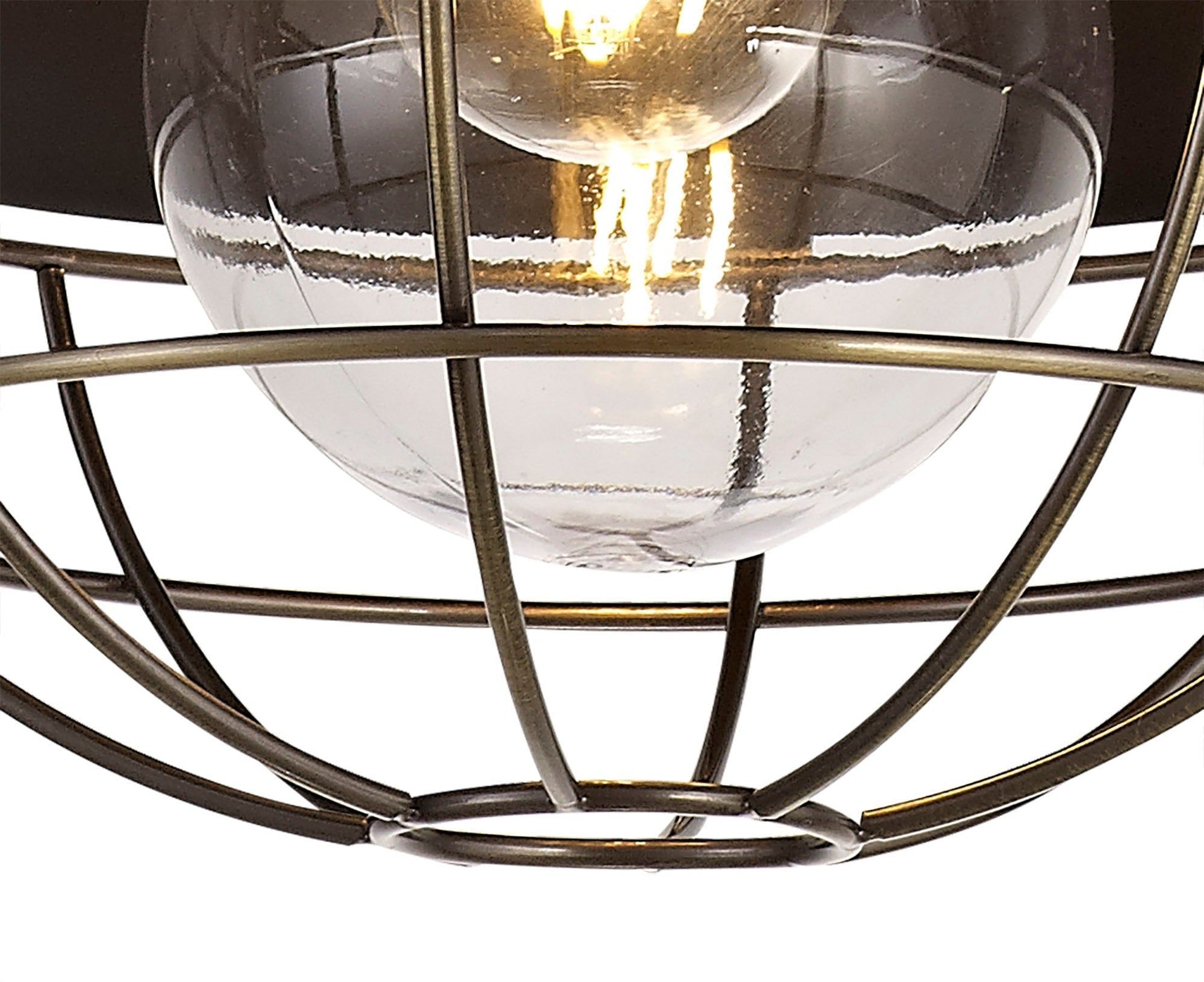 Lekshi Pendant, 1 Light E27, IP65, Matt Black/Antique Brass, 2yrs Warranty