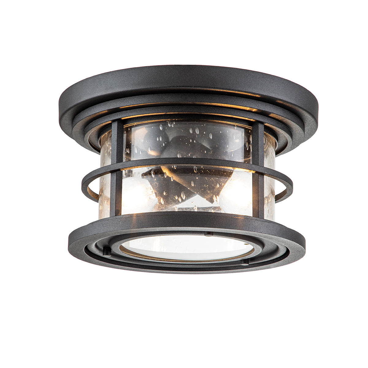 Lighthouse 2Lt Flush Mount – Textured Black Finish